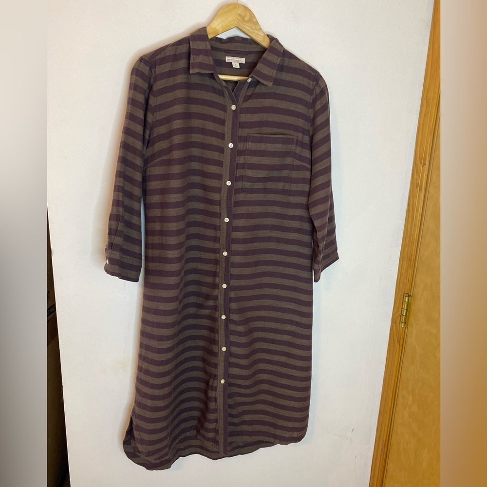Gap Maternity Striped Cotton Button Down Shirt Dr… - image 1